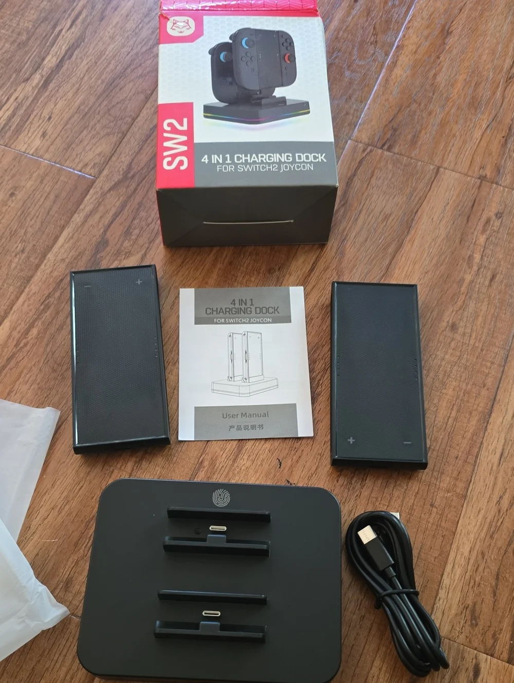 SW2 4-in-1 Charging Dock for Switch JoyCon - Black with RGB Accent